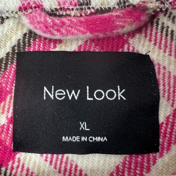 New Look Plaid Pink Fleece Shacket Jacket Womens XL Soft Comfy Granola Girl - Picture 3 of 9